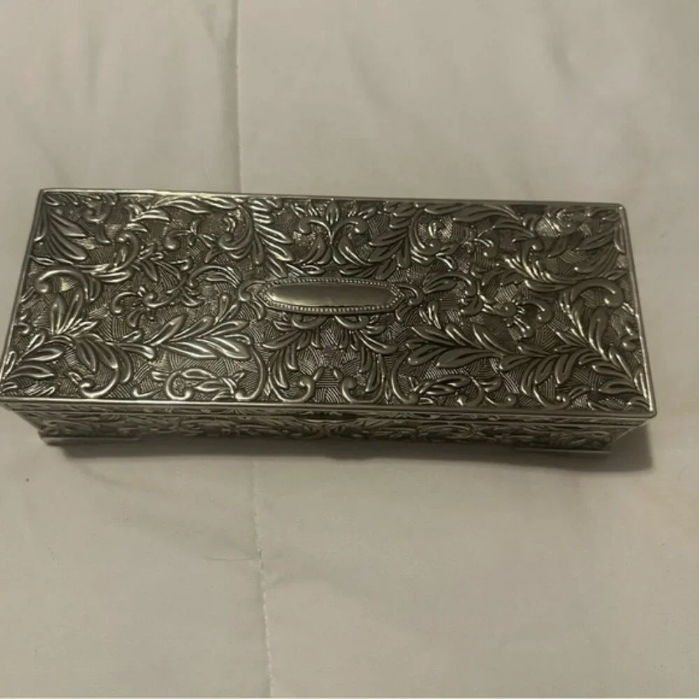Vtg Godinger Silver 1992 Velvet-Lined Jewelry Box 9x4x2 | Quiet Luxury Decor